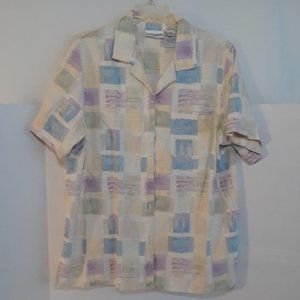 Alfred Dunner-Linen Blend-Button Down Blouse